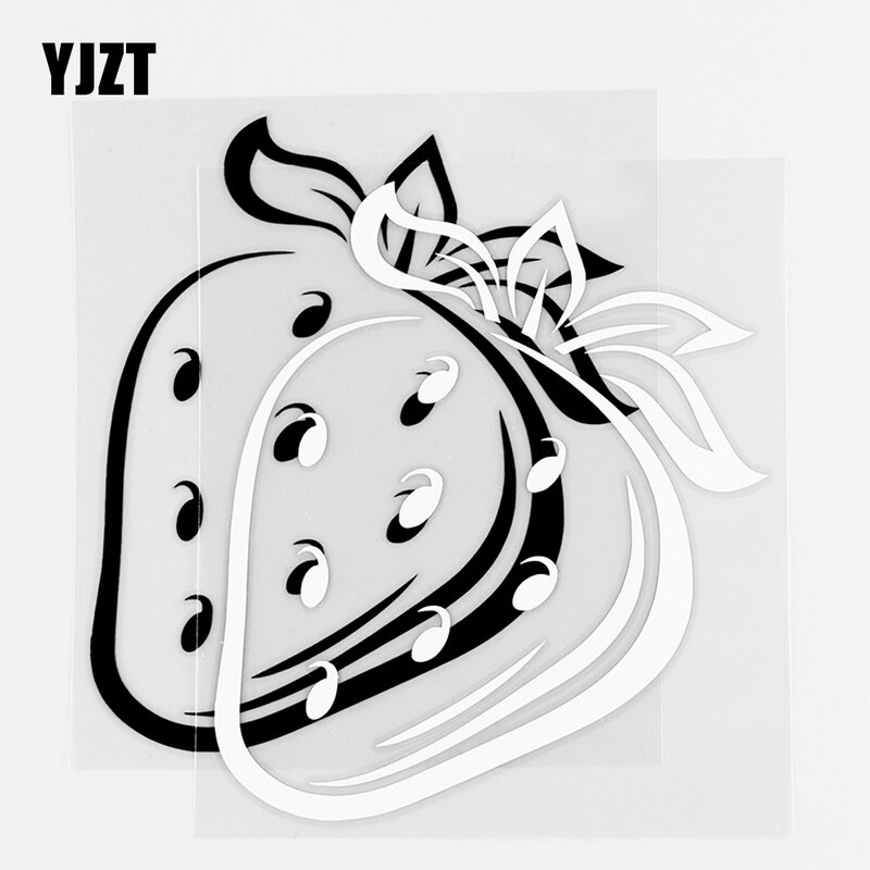 YJZT 11.2 × 13 سنتيمتر جميل الفراولة ملصق حائط من الفينيل‏ رائعة ملصقات السيارات الجسم ديكور أسود/فضي 20B-0020