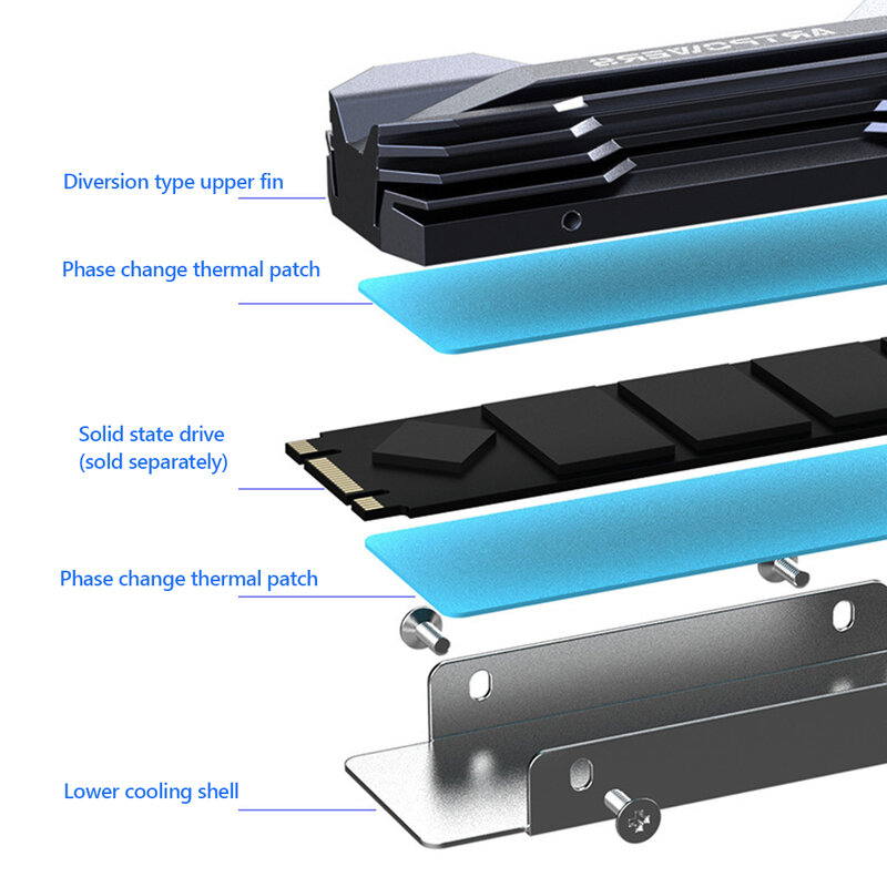 M.2 SSD المبرد برودة لوح سبائك ألومنيوم M.2 2280 NVME الحالة الصلبة قرص صلب تبديد الحرارة السلبي المبرد