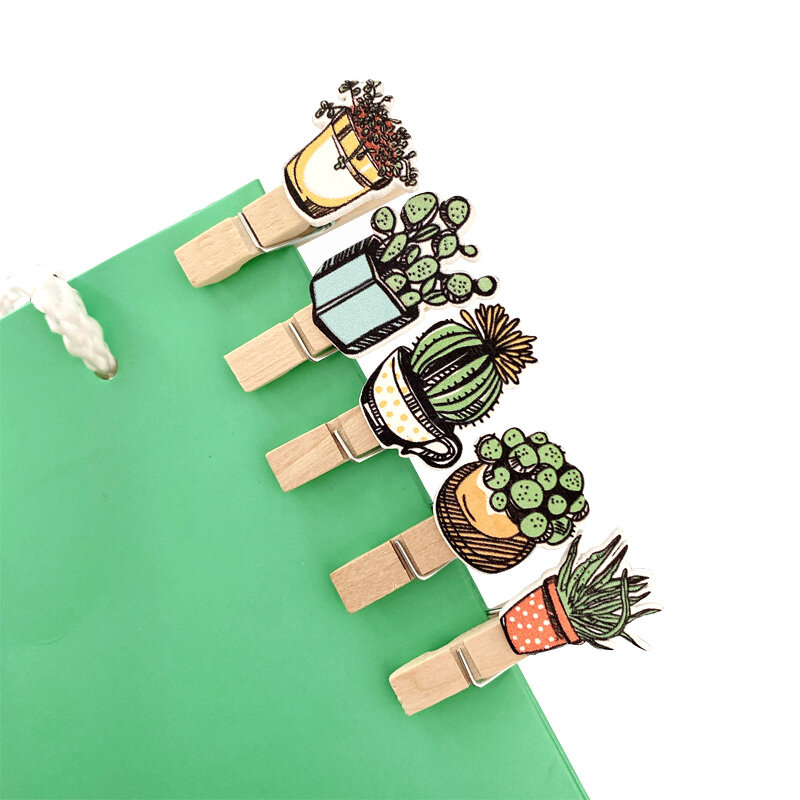 10 قطعة بوعاء الصبار دبابيس ورق خشبي صغير الأخضر المرجعية ل ألبوم مذكرة رسالة صور كليب مع حبل القرطاسية الهدايا