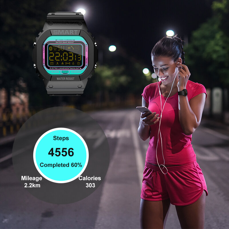 MK22 ساعة Bluetooth ذكية الرجال النساء جهاز تعقب للياقة البدنية مقياس الخطو تذكير ساعة الرقمية سوار BT الرياضة للماء Smartwatch