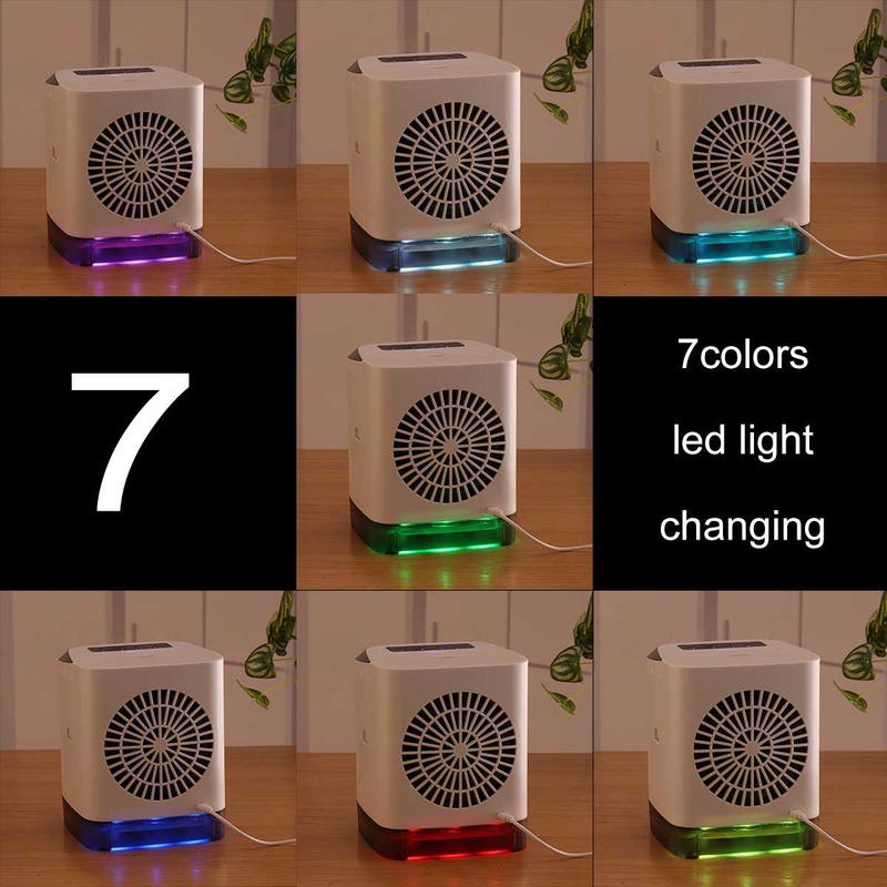3IN1 مكيف هواء متنقل صغير 7 ألوان LED تكييف مرطب تنقية USB سطح المكتب مبرد الهواء مروحة + تحكم عن بعد