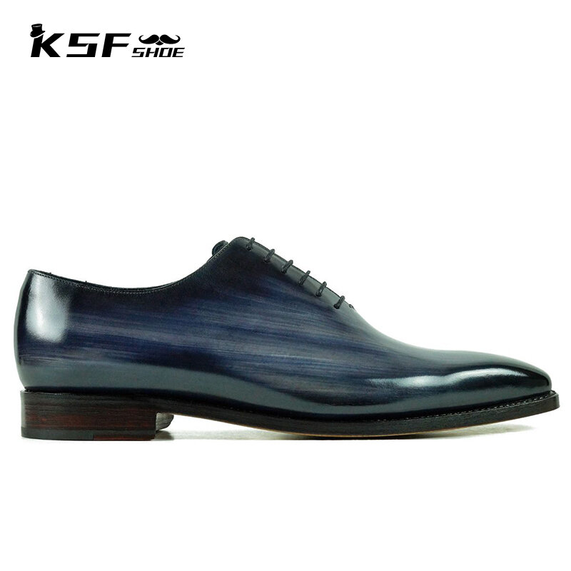 KSF حذاء أكسفورد موضة حذاء رجالي مصمم فاخر الأصلي جلد طبيعي اليدوية فستان الزفاف حفلة أفضل أحذية رجالي للرجال