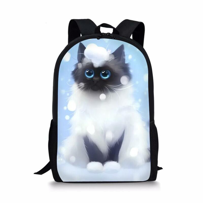 موضة حقيبة المدرسة للأطفال الخيال القطط نمط أطفال مدرسة كتاب حقائب الكرتون الحيوان اللوحة حقيبة السفر