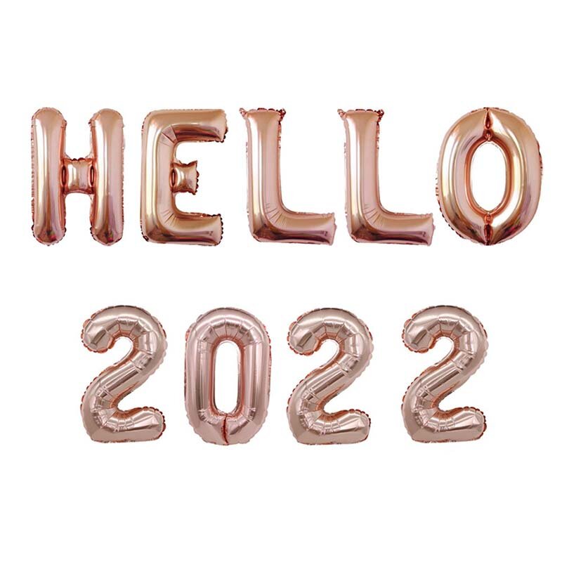 بالونات بأرقام 16 بوصة باللون الذهبي الوردي موديل 2022 زينة لحفلات رأس السنة  الجديدة وحفلات عيد الميلاد مع 2022 من القصدير والحلي | ArabShoppy