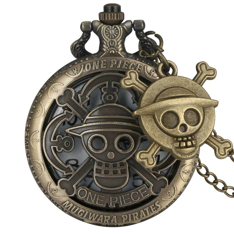 خمر القراصنة لوفي أنيمي ساعة جيب كوارتز ساعة رجالية المرأة هدية قطعة فريدة تأثيري قلادة reloj مع الجمجمة الإكسسوار
