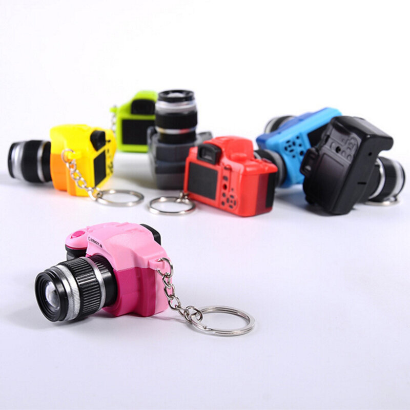 LED مضيئة الصوت متوهجة قلادة حقيبة سلسلة مفاتيح اكسسوارات دمية بلاستيكية كاميرا سيارة سلسلة مفاتيح الاطفال الرقمية SLR لعبة كاميرا جديد