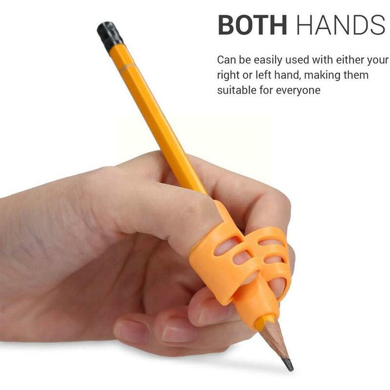 1 قطعة اثنين حامل قلم الاصبع سيليكون الطفل تعلم الكتابة الكتابة أداة جهاز الأطفال القرطاسية القلم تصحيح الكتابة M5k3