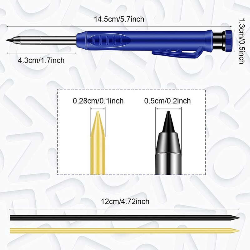 2 قطعة أقلام نجار ، أقلام نجار صلبة مع براية أقلام مدمجة ، أقلام رسم ميكانيكية لأعمال النجارة
