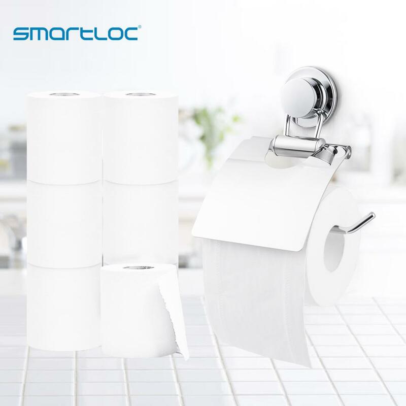 Smartloc الفولاذ المقاوم للصدأ شفط كأس الحائط حامل ورقي رف WC ورق تواليت تخزين الرف اكسسوارات الحمام