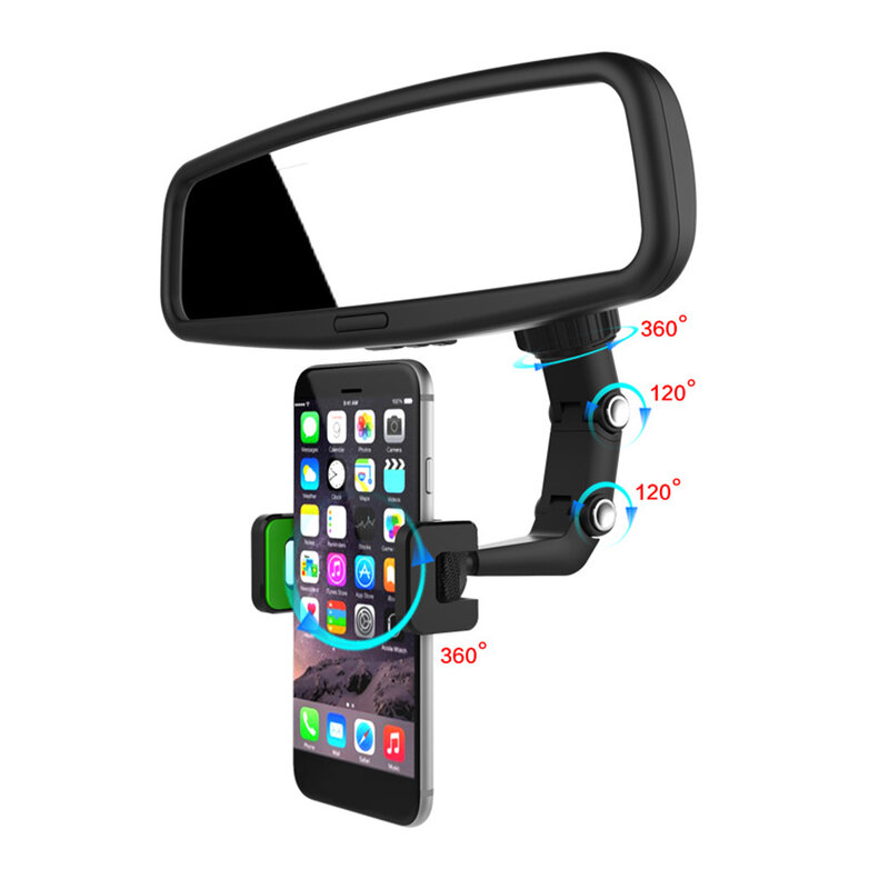 حامل هاتف السيارة متعددة الوظائف 360 درجة تدوير السيارات مرآة الرؤية الخلفية مقعد معلقة كليب قوس هاتف محمول حامل هاتف حامل للسيارة