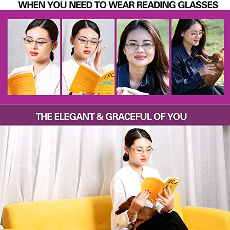 Vintage بدون شفة نظارات للقراءة للنساء الرجال خفيفة الربيع المفصلي القراء الكلاسيكية أنيقة الفني نظارات UV400