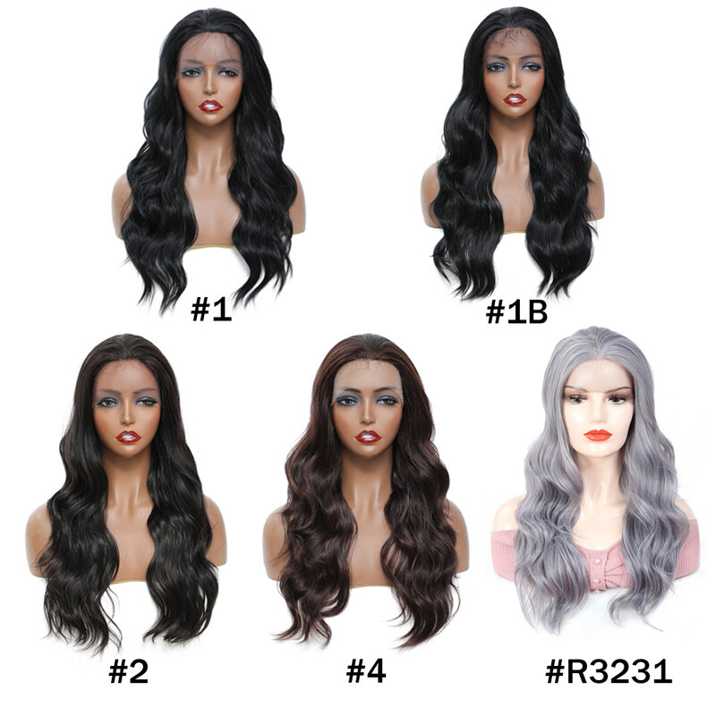 Long Wavy Synthetic Lace Wig With Baby Hair Black Wavy For Black Women Free Part Wig Daily Heat Resistant Fiber Hair SOKU #5