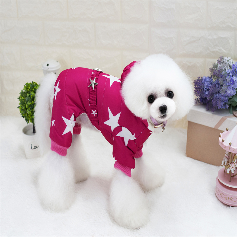 كلب صغير ومتوسط الحجم ملابس الخريف والشتاء ملابس جديدة سميكة نجمة أربعة أرجل موضة معطف دافئ القطن