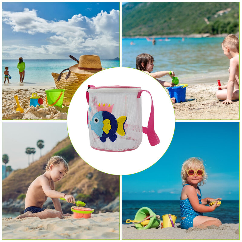 كيس شبكي للشاطئ الأطفال الرمال بعيدا المحمولة شبكة حقيبة أطفال ألعاب للشاطئ حمل الحقيبة التخزين المنظم للأطفال لعبة الشاطئ