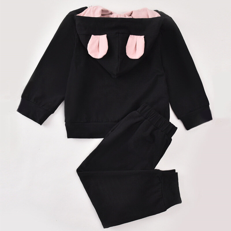 NSOH طفل الفتيات ملابس الاطفال معطف بقلنسوة دعوى ربيع جديد ملابس الأطفال الفتيات لطيف أرنب الأذن البلوز 2-7 سنوات