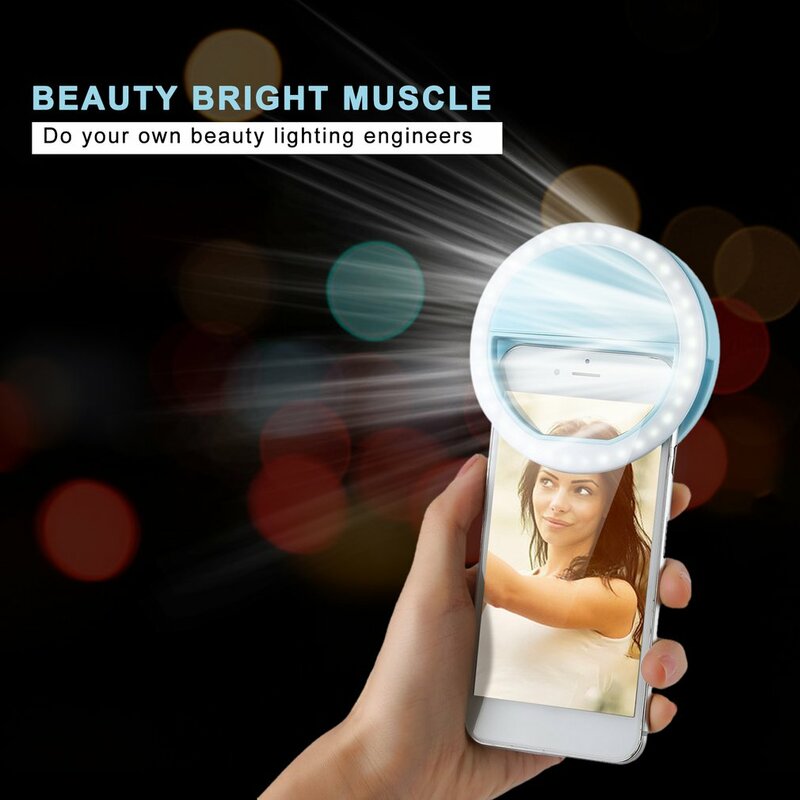 الهاتف المحمول كليب Selfie LED السيارات فلاش ل هاتف محمول الهاتف الذكي جولة المحمولة Selfie مضيا البسيطة كاميرا مضيا