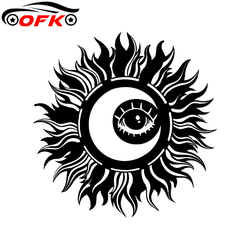 OFK مثيرة للاهتمام عباد الشمس والعيون ملصق سيارة ديكور الفينيل اكسسوارات 17.5*17.6 سنتيمتر