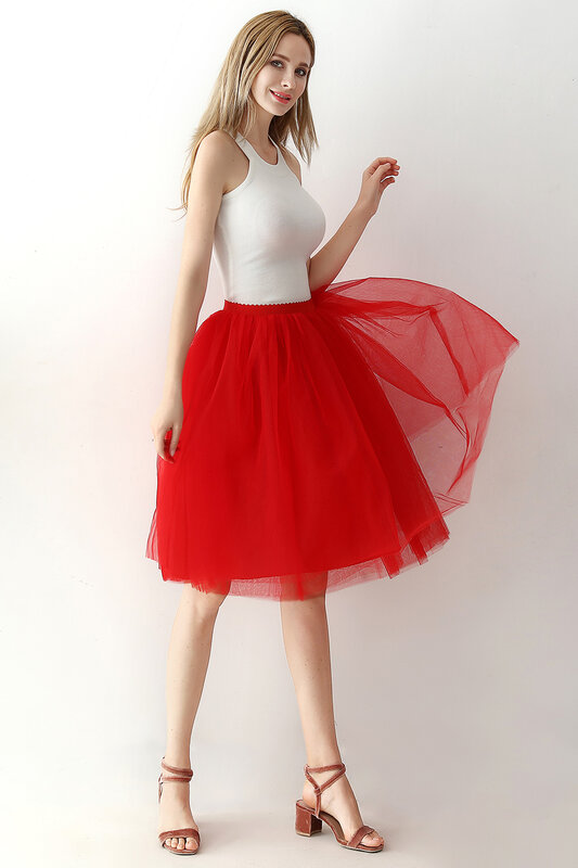 تنورة قصيرة من التل الأحمر لحفلات الزفاف Pettciaot Crinoline بدون غطاء تنورة نسائية للكبار توتو اكسسوارات الزفاف 2020