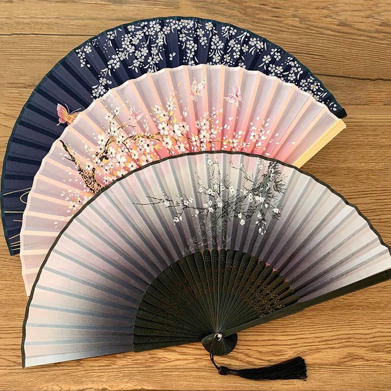 Vintage الحرير نمط مروحة قابلة للطي الصينية اليابانية نمط الفن كرافت هدية ديكور المنزل الحلي الرقص مروحة اليد