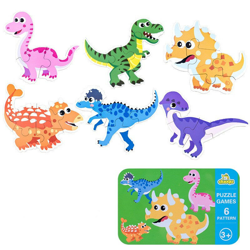 مونتيسوري الطفل لغز ألعاب أطفال صندوق الحديد الكرتون ثلاثية الأبعاد الحيوانات لغز خشبي للأطفال ألعاب تعليمية في وقت مبكر هدايا للأطفال
