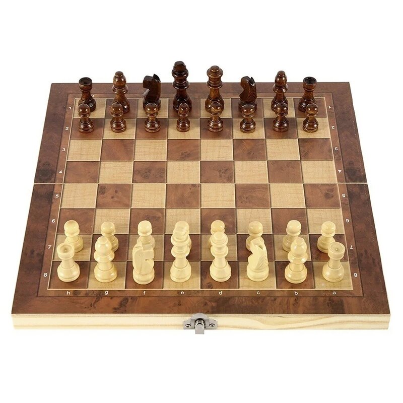 3 في 1 لعبة الشطرنج لعبة الداما لعبة الطاولة شطرنج خشبي