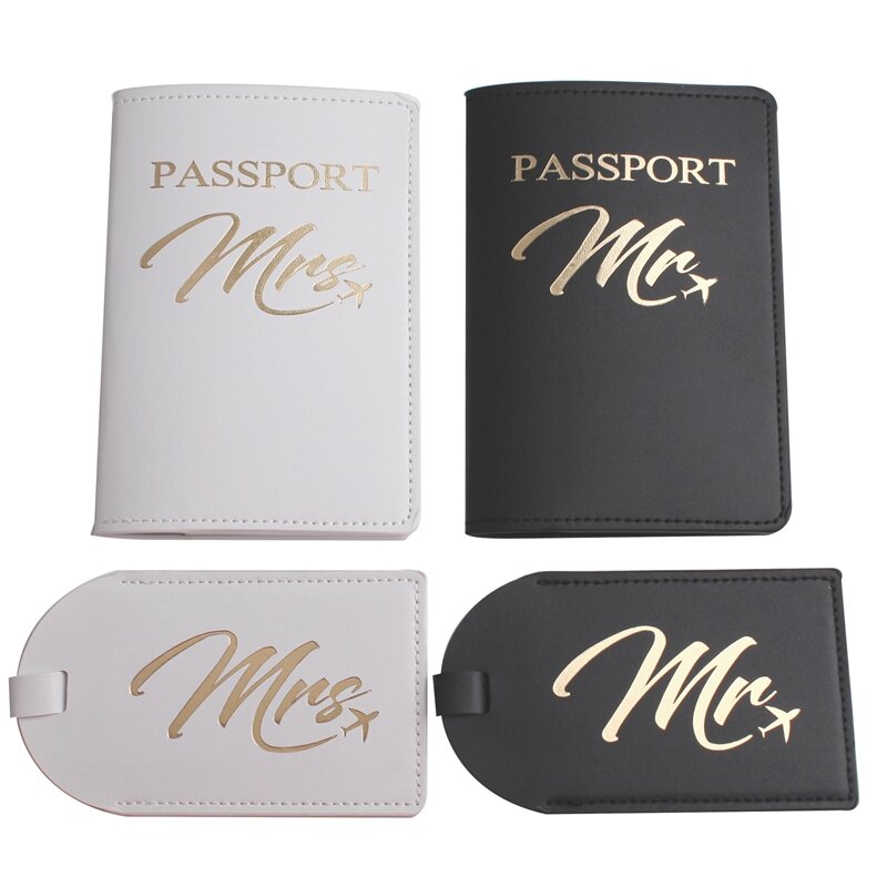 الصلبة السيد MRS غطاء جواز سفر الأمتعة علامة زوجين غطاء جواز سفر الزفاف مجموعة رسالة حامل جواز سفر غطاء جواز سفر CH26LT45