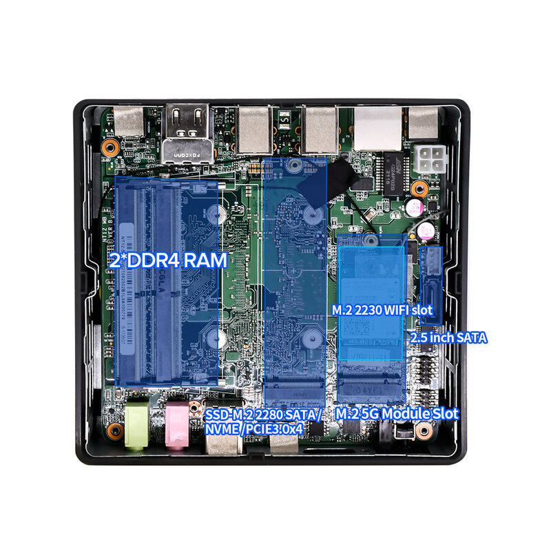 Topton NUC Mini PC 11th Gen i7 1165G7 i5 1135G7 Thunderbolt 4 2 * DDR4 NVMe SSD كمبيوتر ألعاب ويندوز 11 2 * HDMI2.0 DP 8K HD HTPC
