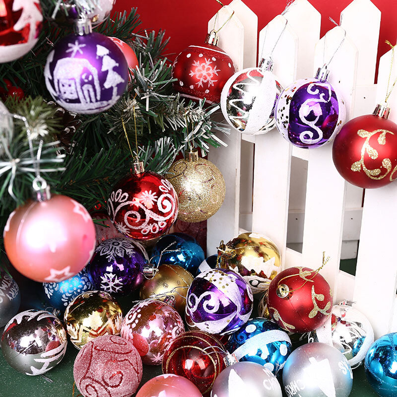 ألوان متنوعة كرات عيد الميلاد الإبداعية رسمت شجرة عيد الميلاد الحلي الكرة الرئيسية حفل زفاف عطلة معلقة شجرة المعلقات ديكور