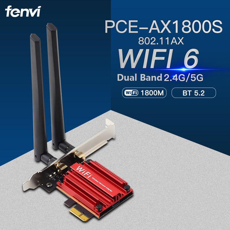 واي فاي 6E 1800Mbps واي فاي محول الشبكة Bluetooth5.2 ثنائي النطاق 2.4G/5GHz 802.11AX PCI-E بطاقة الشبكة اللاسلكية محول للكمبيوتر Win10