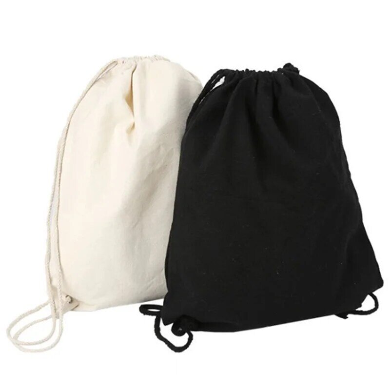 حقيبة قماش قنب الكتفين الرباط حزمة جيوب التسوق حقيبة ظهر الطالب حقيبة القطن الحقيبة