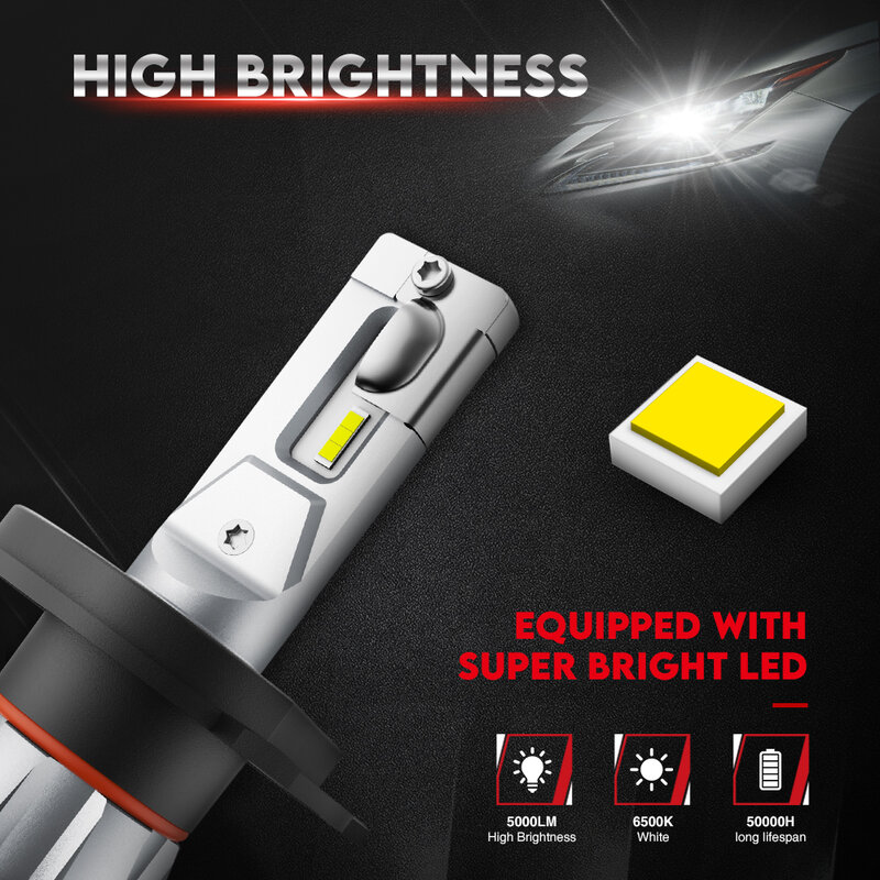 Torchbeam T3 LED المصباح H4 6000K 2 قطعة عالية منخفضة شعاع 1860 CSP 9003 سيارة ضوء H4 LED رئيس مصباح استبدال مصباح السيارة الأمامي لمبة HB2