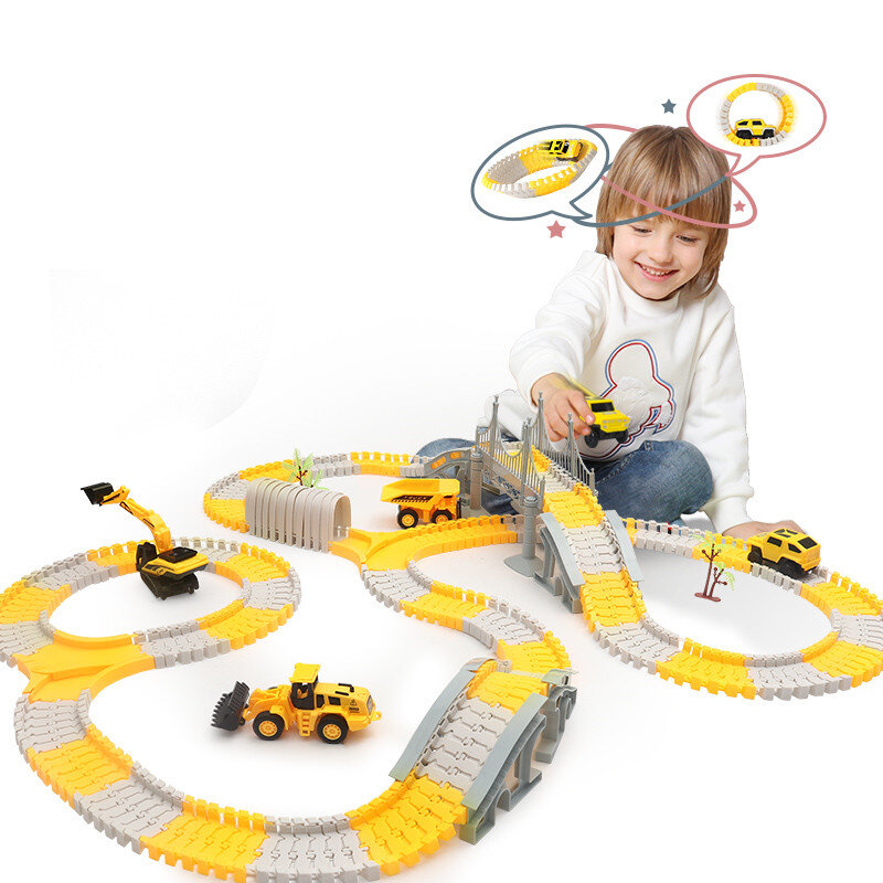 تجميعها الهندسة الكهربائية السكك الحديدية سيارة لعبة سكة حديدية مركبة التعليم المبكر التعليم لعبة ضوء لتقوم بها بنفسك شاحنة مصغّرة سباق السيارات