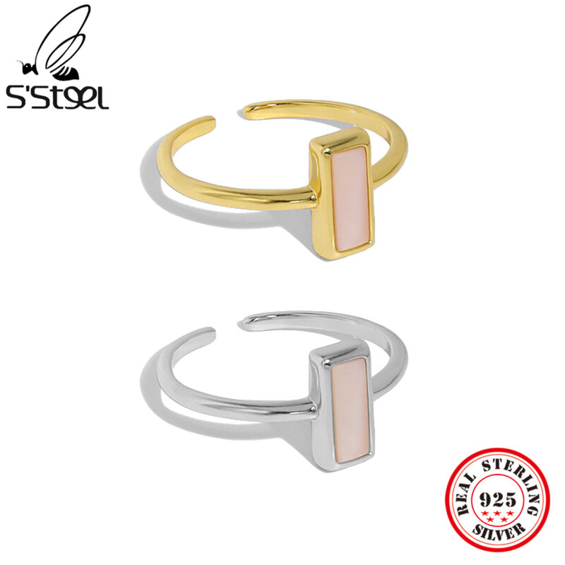 خاتم نسائي مصنوع من الفضة الإسترليني 925 من S'STEEL بتصميم هندسي قابل للتعديل ومناسب للخطوبة مجوهرات راقية