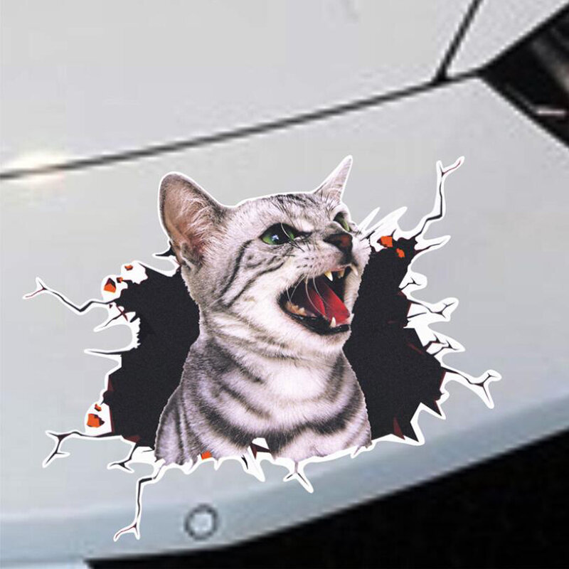 ملصق حائط للسيارة على شكل قطة ثلاثية الأبعاد مقاوم للماء ، ديكور منزلي مضحك للحمام والمرحاض
