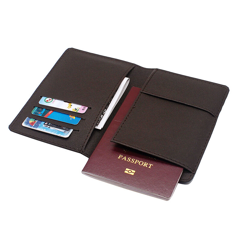 محفظة جواز سفر جلدية كلاسيكية مع طباعة ماسنس ، وحافظة بطاقات الهوية والائتمان ، ومحفظة جواز السفر