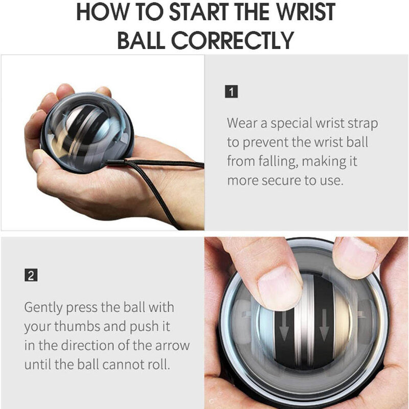 LED جيروسكوبي Powerball تلقائي المدى الدوران قوة المعصم الكرة الذراع اليد قوة العضلات المدرب أجهزة لياقة بدنية