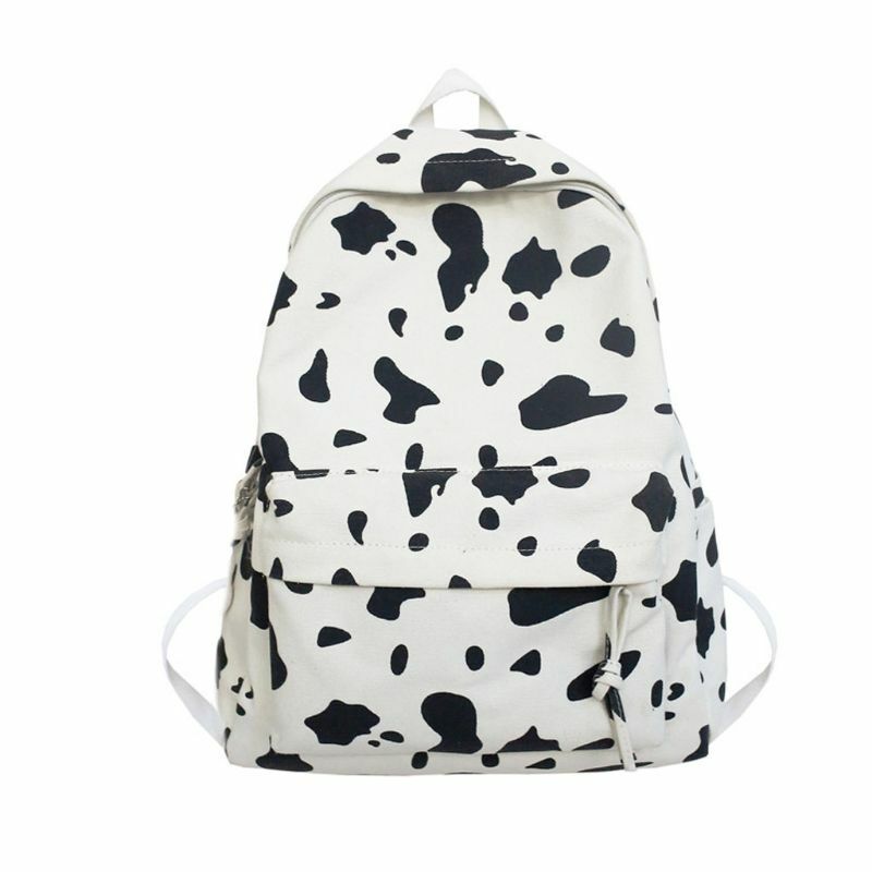 حقيبة ظهر قماشية مطبوعة بحليب البقر ، حقيبة مدرسية غير رسمية للمراهقين X5XA