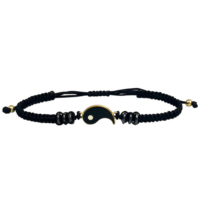 KOJ Tai Chi Yin Yang Couple Bracelets Alloy Pendant Adjustable Braid Chain Bracelet Necklace Alloy Jewelry Wholesale Direct