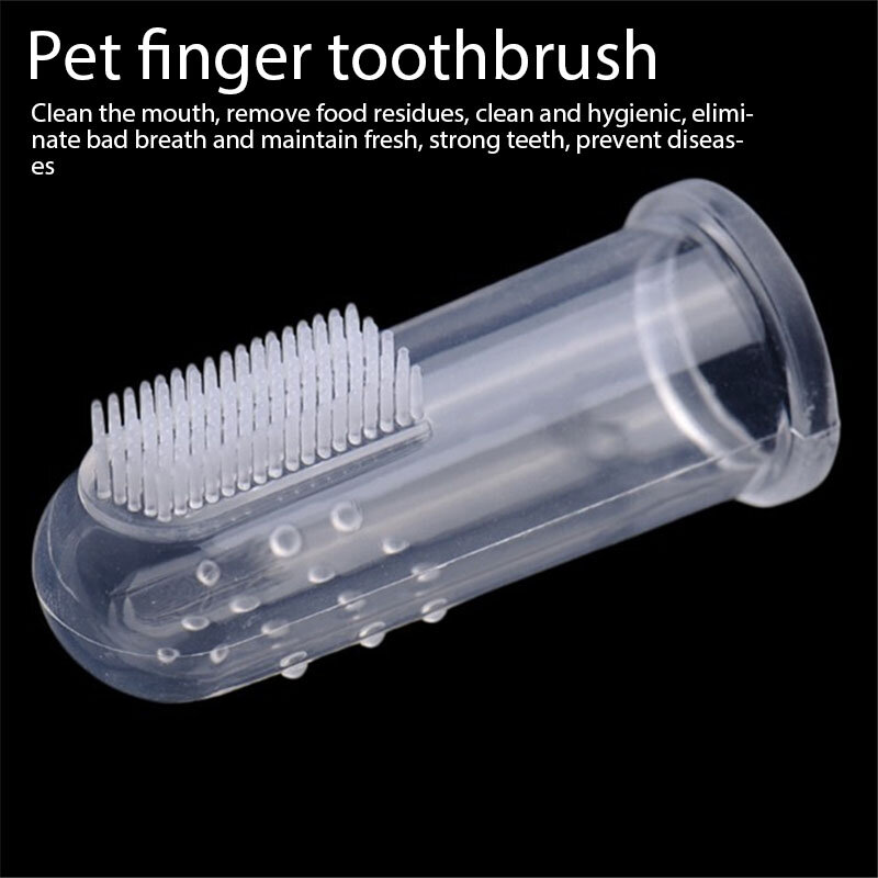 1Pcs Pet Dog Cat Finger Cleaning Toothbrush Pet Detartar Decontamination Silicone Finger Cover Cleaning Supplies Dog Accessories