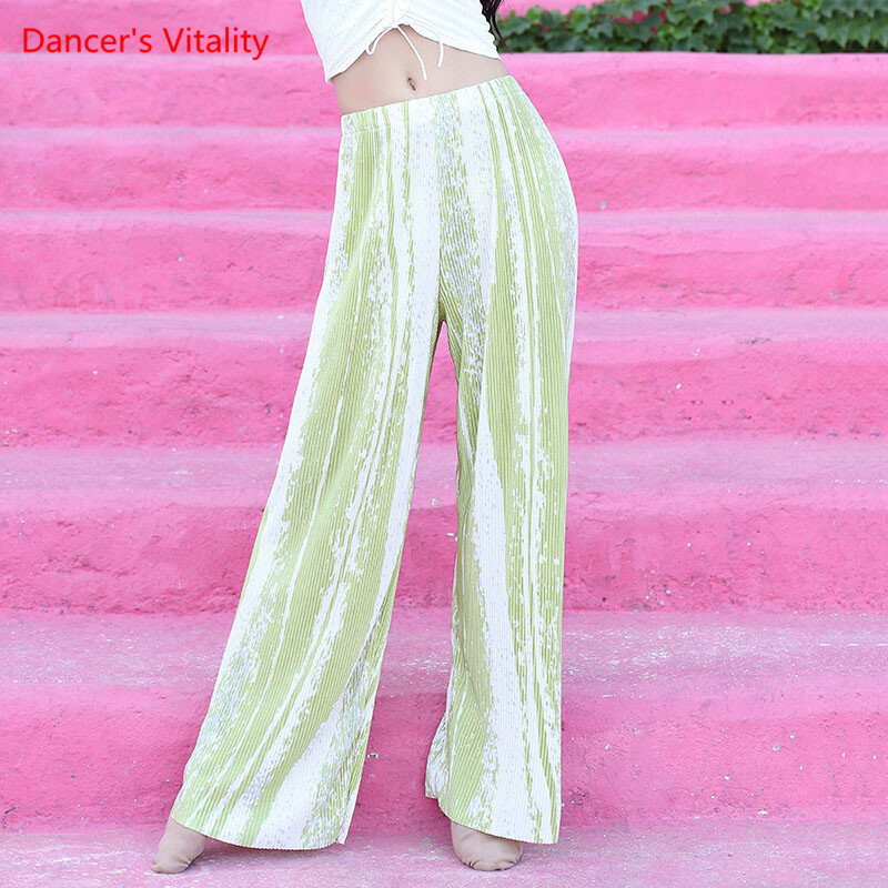 الرقص الشرقي السراويل الشيفون الطباعة واسعة الساق السراويل الصيف ممارسة الملابس الكبار الرقص الشرقي أداء الملابس