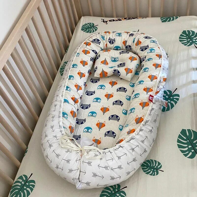 عش الطفل السرير مع وسادة 85*50 سنتيمتر سرير سفر المحمولة الرضع طفل القطن مهد لحديثي الولادة سرير بيبي السرير الوفير