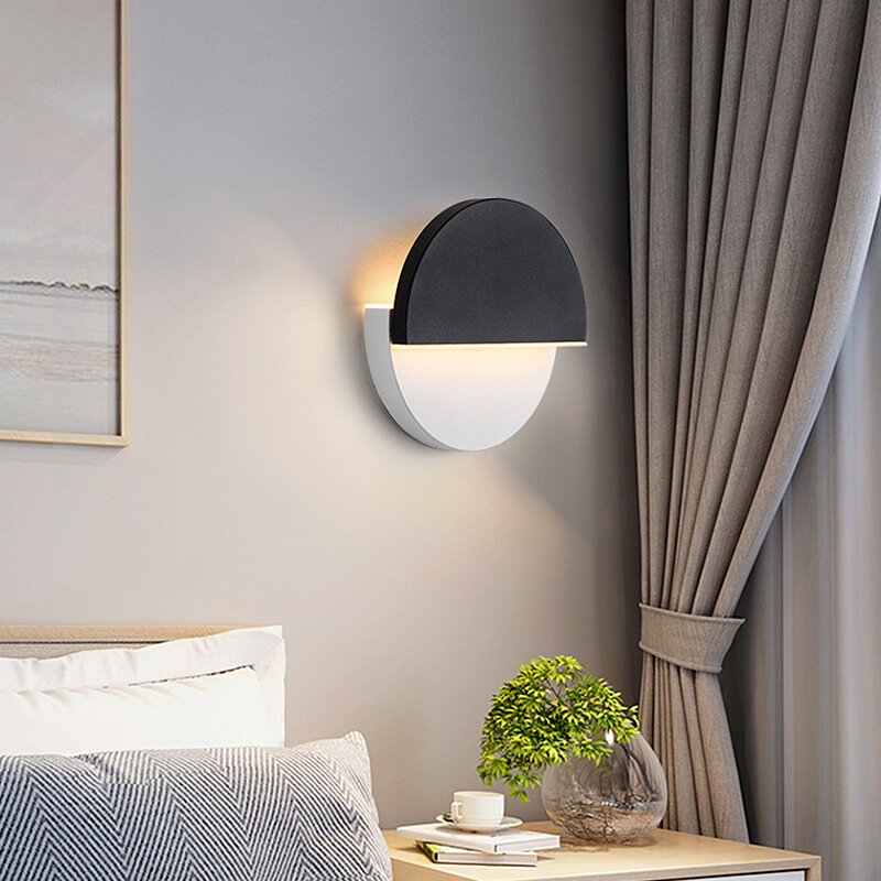 وحدة إضاءة LED جداريّة مصباح 360 درجة دوران قابل للتعديل أضواء السرير أبيض أسود الإبداعية الجدار مصباح الحديثة غرفة نوم لوفت الممر مصباح