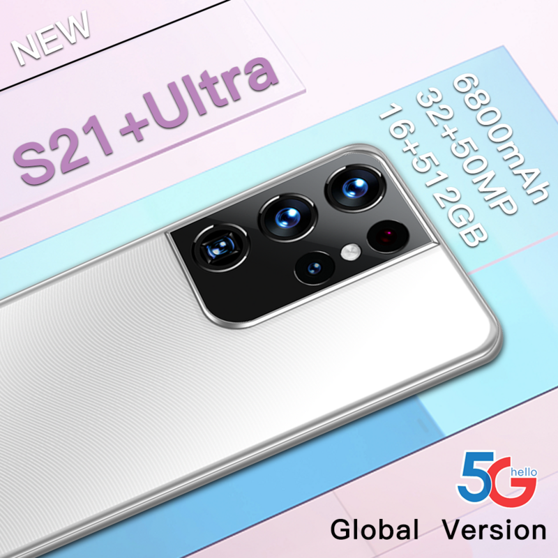 أحدث سامسونج S21 + الترا 6800mAh النسخة العالمية أندرويد 11.0 16GB 512GB 6.7 بوصة الهاتف الذكي شاشة كاملة LTE شبكة الهاتف المحمول