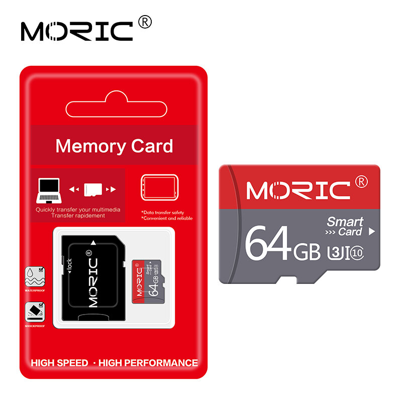 بطاقة ذاكرة Moric Micro SD للهاتف والكمبيوتر الشخصي ، 4 جيجابايت 8 جيجابايت 16 جيجابايت 32 جيجابايت 64 جيجابايت 128 جيجابايت 256 جيجابايت فئة 10 ، محول مجان...