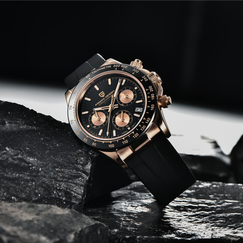 PAGANI تصميم العلامة التجارية الجديدة الرجال كوارتز ساعة اليد ساعة بحزام مطّاطي ساعة كرونوغراف فاخرة الياقوت الزجاج ساعة رياضية الرجال Relogio