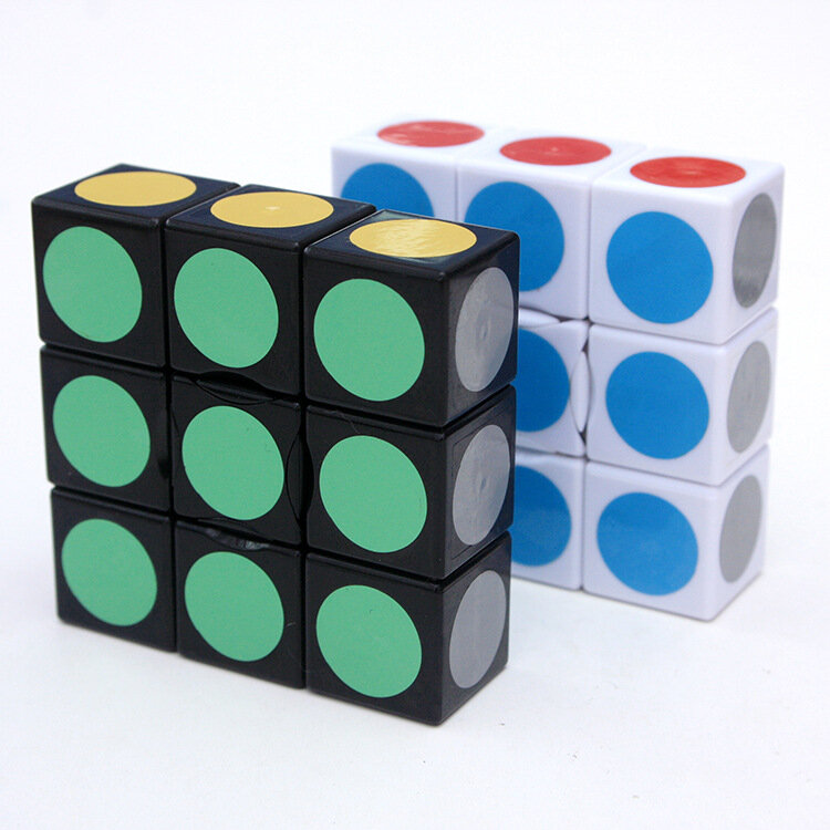 LanLan-المكعب السحري البلاستيكي 1 × 3 × 3 ، لعبة ألغاز تعليمية ملتوية ، أسود ، عرض خاص