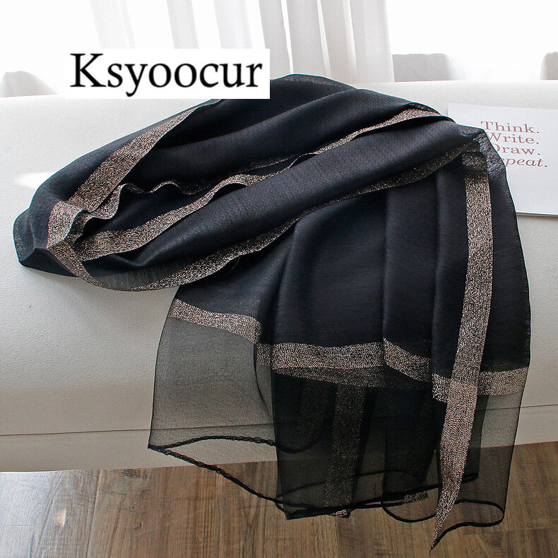 Ksyoocur-أوشحة شاطئية حريرية للنساء ، وشاح ، شال وأوشحة ، مقاس 200 × 70 سنتيمتر ، مجموعة جديدة 2020