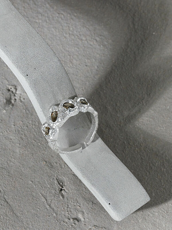 خاتم فضة إسترلينية S'STEEL 925 بتصميم صغير غير منتظم بملمس من الزركون للنساء مجوهرات خطوبة عصرية موديل 2021