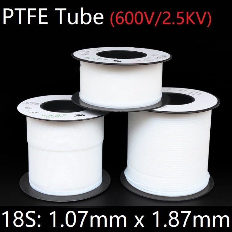 خرطوم نقل مقاوم للحرارة العالية ، أنبوب PTFE معزول ، صلب ، فلون ، F4 ، أبيض ، 18S 1.07 مللي متر x 1.87 مللي متر ، 600V