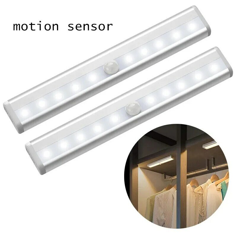 محس حركة إضاءة الخزانة 6/10/24/40/60 المصابيح مصباح USB قابلة للشحن دافئ أبيض/أبيض خزانة الإضاءة لغرفة نوم المطبخ